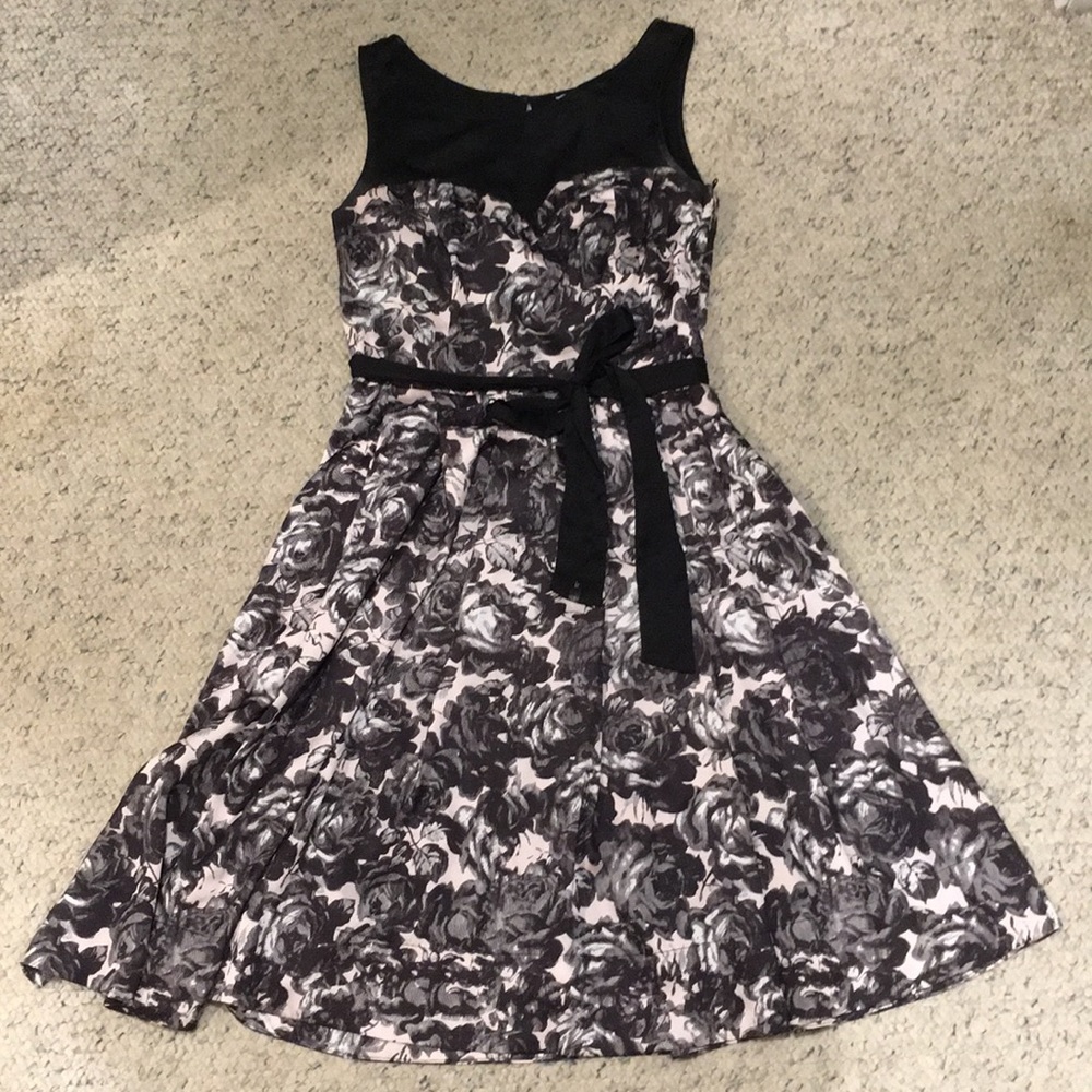 Black and blush floral dress